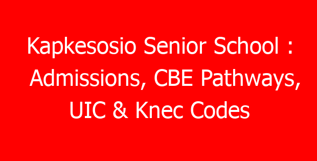 Kapkesosio Senior School : Admissions, CBE Pathways, UIC & Knec Codes