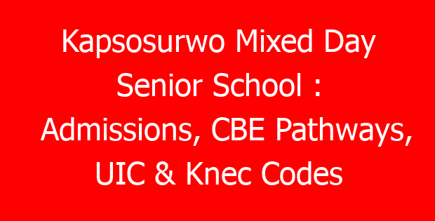 Kapsosurwo Mixed Day Senior School : Admissions, CBE Pathways, UIC & Knec Codes