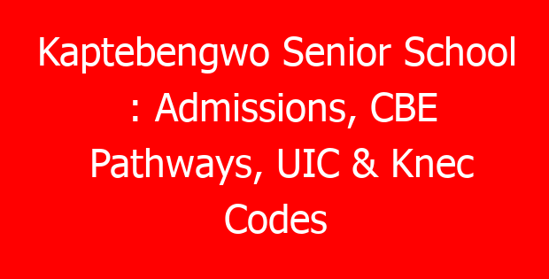 Kaptebengwo Senior School : Admissions, CBE Pathways, UIC & Knec Codes