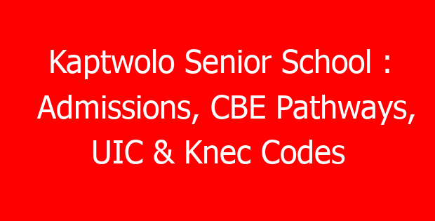 Kaptwolo Senior School : Admissions, CBE Pathways, UIC & Knec Codes