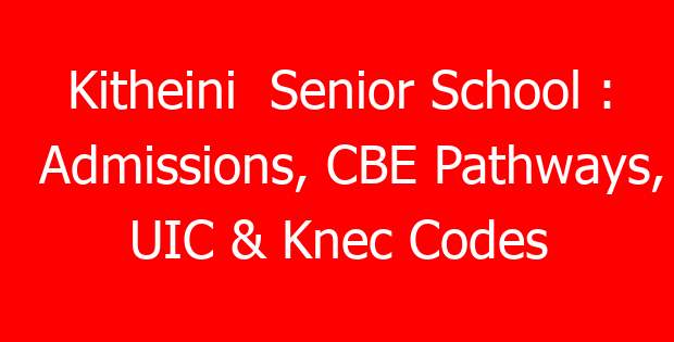 Kitheini Senior School : Admissions, CBE Pathways, UIC & Knec Codes