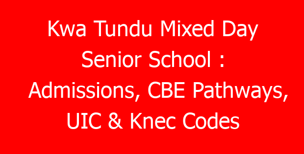Kwa Tundu Mixed Day Senior School : Admissions, CBE Pathways, UIC & Knec Codes