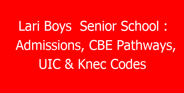 Lari Boys  Senior School : Admissions, CBE Pathways, UIC & Knec Codes