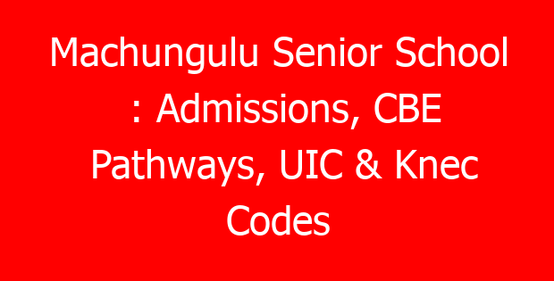 Machungulu Senior School : Admissions, CBE Pathways, UIC & Knec Codes
