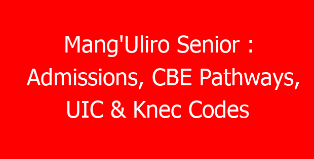 Mang’Uliro Senior : Admissions, CBE Pathways, UIC & Knec Codes