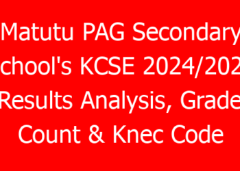 Matutu PAG Secondary School’s KCSE 2024/2025 Results Analysis, Grades Count & Knec Code