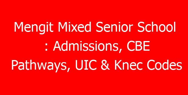 Mengit Mixed Senior School : Admissions, CBE Pathways, UIC & Knec Codes