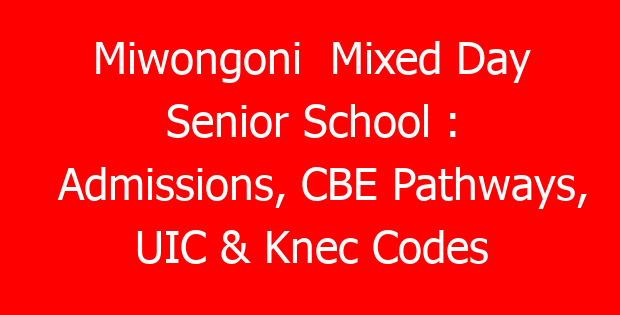 Miwongoni  Mixed Day Senior School : Admissions, CBE Pathways, UIC & Knec Codes