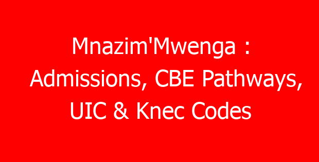 Mnazim’Mwenga : Admissions, CBE Pathways, UIC & Knec Codes