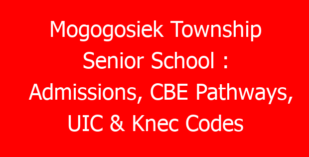 Mogogosiek Township Senior School : Admissions, CBE Pathways, UIC & Knec Codes