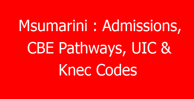 Msumarini : Admissions, CBE Pathways, UIC & Knec Codes