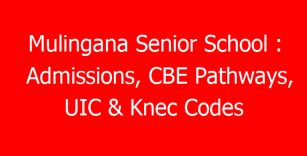 Mulingana Senior School : Admissions, CBE Pathways, UIC & Knec Codes