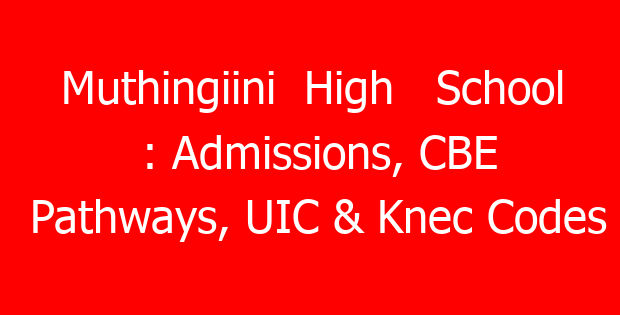 Muthingiini  High   School : Admissions, CBE Pathways, UIC & Knec Codes