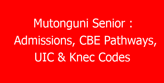 Mutonguni Senior : Admissions, CBE Pathways, UIC & Knec Codes