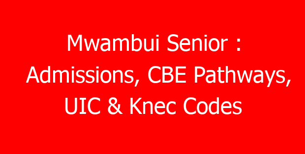 Mwambui Senior : Admissions, CBE Pathways, UIC & Knec Codes