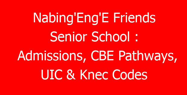 Nabing’Eng’E Friends Senior School : Admissions, CBE Pathways, UIC & Knec Codes