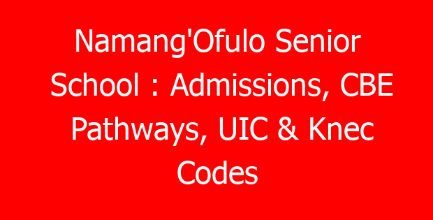 Namang’Ofulo Senior School : Admissions, CBE Pathways, UIC & Knec Codes