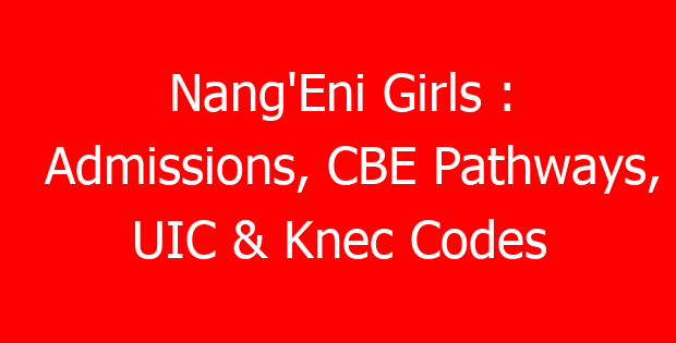 Nang’Eni Girls : Admissions, CBE Pathways, UIC & Knec Codes
