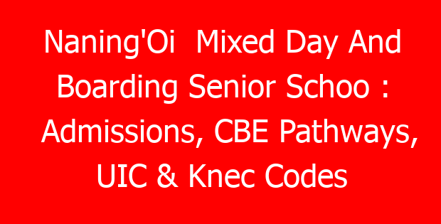 Naning’Oi  Mixed Day And Boarding Senior Schoo : Admissions, CBE Pathways, UIC & Knec Codes