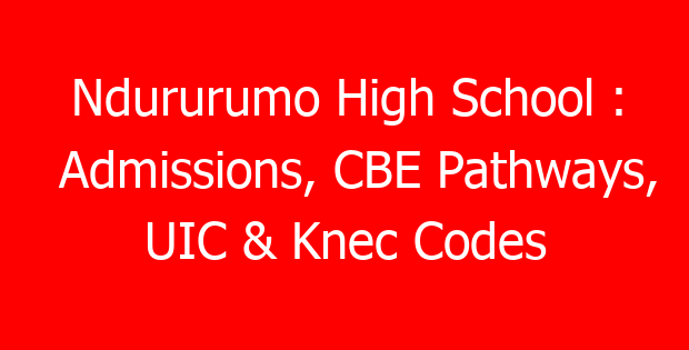 Ndururumo High School : Admissions, CBE Pathways, UIC & Knec Codes