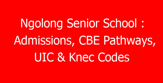 Ngolong Senior School : Admissions, CBE Pathways, UIC & Knec Codes