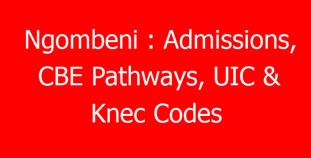 Ngombeni : Admissions, CBE Pathways, UIC & Knec Codes