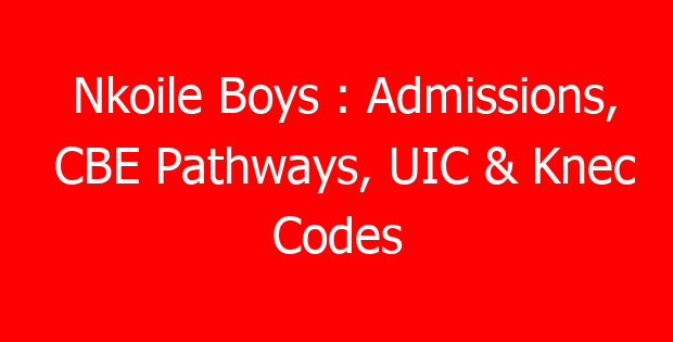 Nkoile Boys : Admissions, CBE Pathways, UIC & Knec Codes