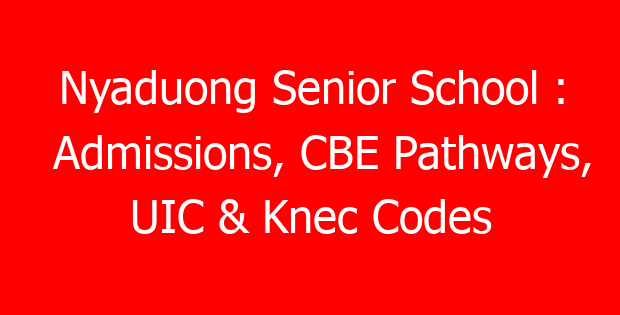 Nyaduong Senior School : Admissions, CBE Pathways, UIC & Knec Codes