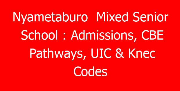 Nyametaburo Mixed Senior School : Admissions, CBE Pathways, UIC & Knec Codes
