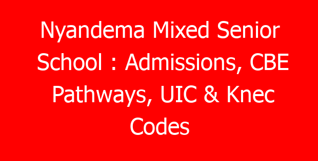 Nyandema Mixed Senior School : Admissions, CBE Pathways, UIC & Knec Codes