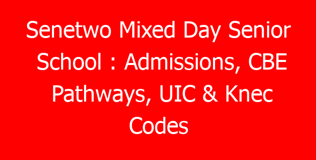 Senetwo Mixed Day Senior School : Admissions, CBE Pathways, UIC & Knec Codes
