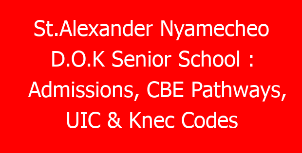 St.Alexander Nyamecheo D.O.K Senior School : Admissions, CBE Pathways, UIC & Knec Codes