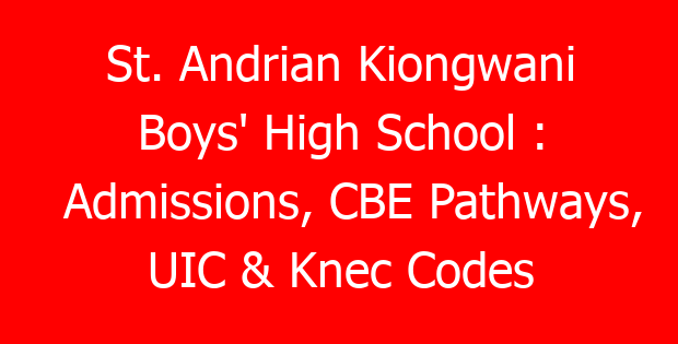 St. Andrian Kiongwani Boys’ High School : Admissions, CBE Pathways, UIC & Knec Codes
