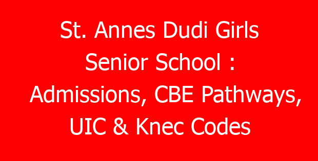 St. Annes Dudi Girls Senior School : Admissions, CBE Pathways, UIC & Knec Codes