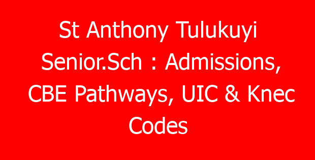 St Anthony Tulukuyi Senior.Sch : Admissions, CBE Pathways, UIC & Knec Codes