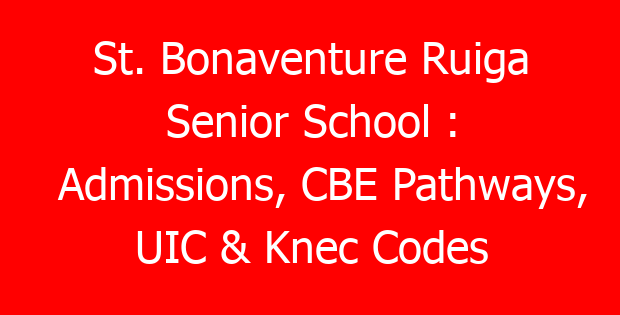 St. Bonaventure Ruiga Senior School : Admissions, CBE Pathways, UIC & Knec Codes