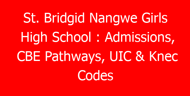 St. Bridgid Nangwe Girls High School : Admissions, CBE Pathways, UIC & Knec Codes