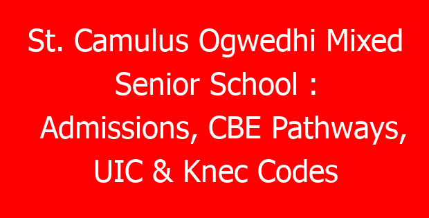 St. Camulus Ogwedhi Mixed Senior School : Admissions, CBE Pathways, UIC & Knec Codes