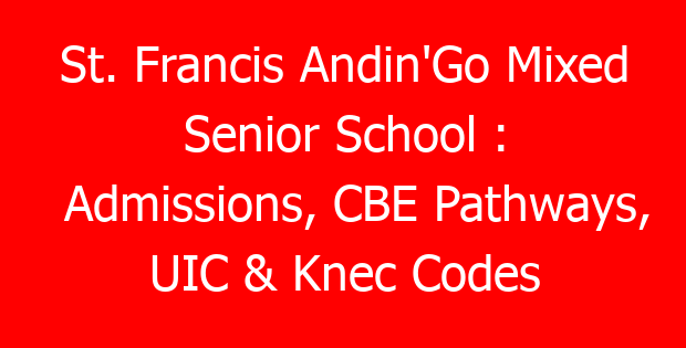St. Francis Andin’Go Mixed Senior School : Admissions, CBE Pathways, UIC & Knec Codes