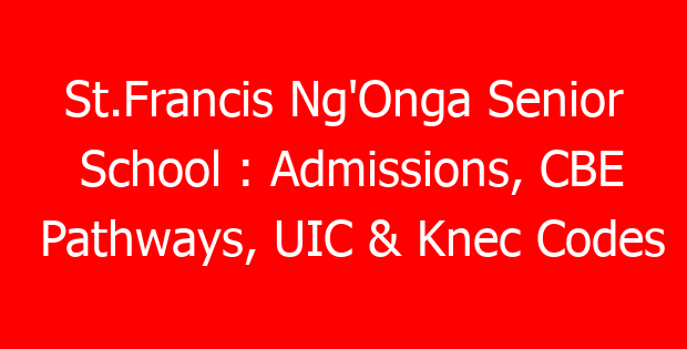 St.Francis Ng’Onga Senior School : Admissions, CBE Pathways, UIC & Knec Codes