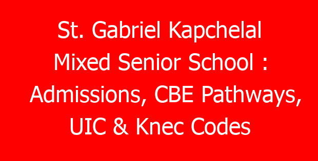 St. Gabriel Kapchelal Mixed Senior School : Admissions, CBE Pathways, UIC & Knec Codes