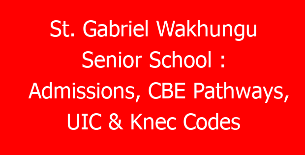 St. Gabriel Wakhungu Senior School : Admissions, CBE Pathways, UIC & Knec Codes