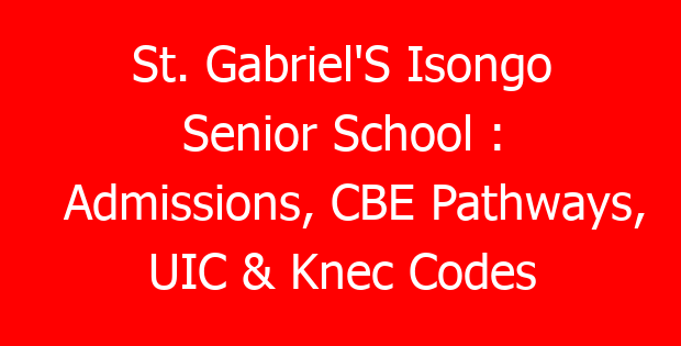 St. Gabriel’S Isongo Senior School : Admissions, CBE Pathways, UIC & Knec Codes