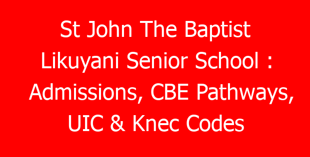 St John The Baptist Likuyani Senior School : Admissions, CBE Pathways, UIC & Knec Codes