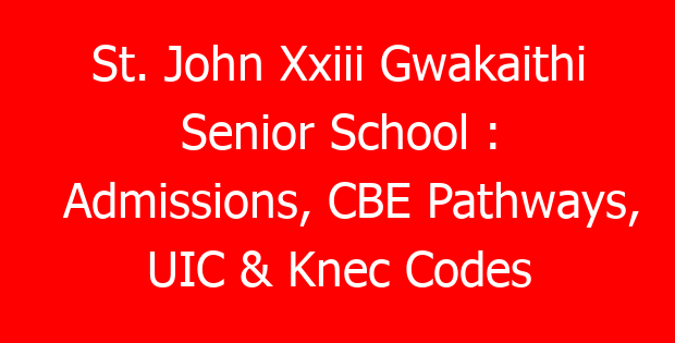St. John Xxiii Gwakaithi Senior School : Admissions, CBE Pathways, UIC & Knec Codes