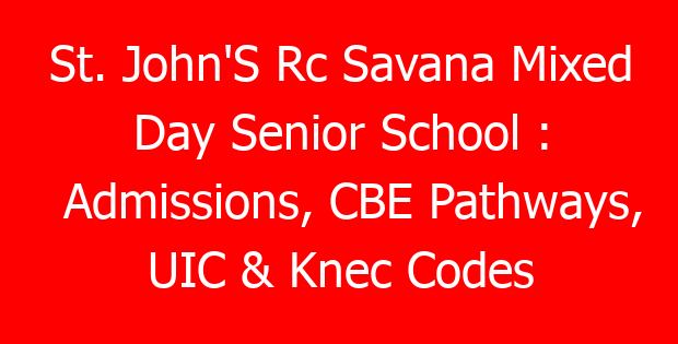 St. John’S Rc Savana Mixed Day Senior School : Admissions, CBE Pathways, UIC & Knec Codes