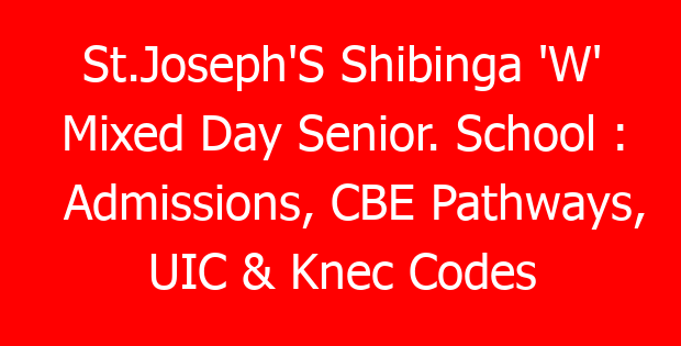St.Joseph’S Shibinga ‘W’ Mixed Day Senior. School : Admissions, CBE Pathways, UIC & Knec Codes