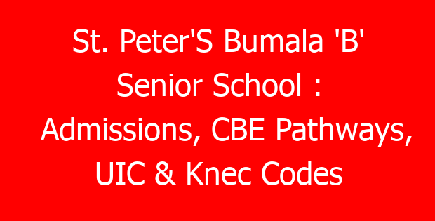 St. Peter’S Bumala ‘B’ Senior School : Admissions, CBE Pathways, UIC & Knec Codes
