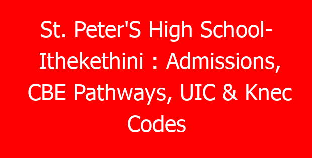 St. Peter’S High School- Ithekethini : Admissions, CBE Pathways, UIC & Knec Codes