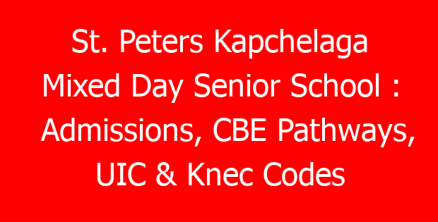St. Peters Kapchelaga Mixed Day Senior School : Admissions, CBE Pathways, UIC & Knec Codes